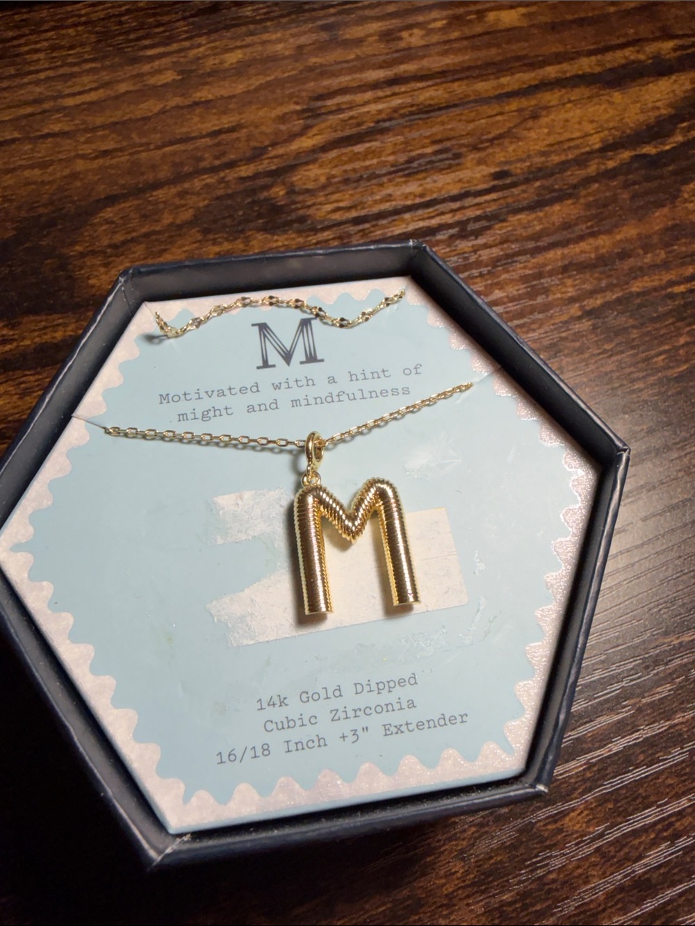 a new day Gold M Initial Pendant Necklace